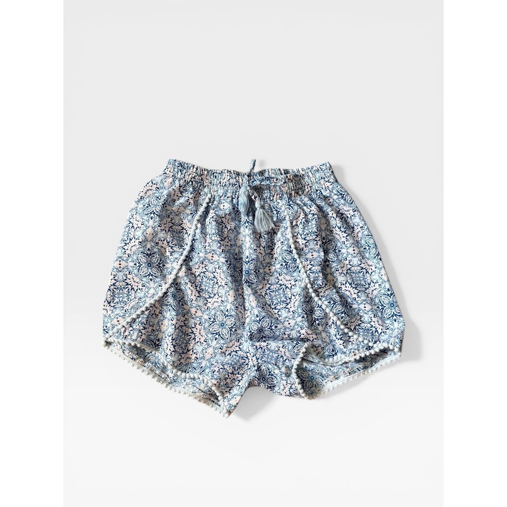 Japna Kids Girls Blue Pink Paisley Pom‎ Pom Tassel Boho Shorts Size 8